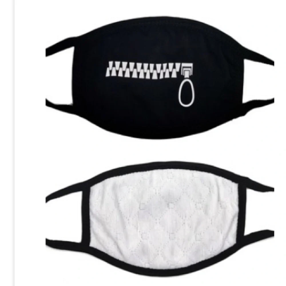 Black Zipper Mouth Double Layer Fashion Face Mask